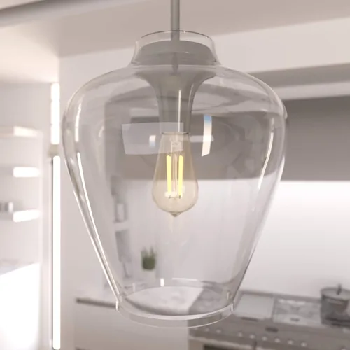 Miniatura 3 de Hunter - Vidria - Lámpara colgante de 1 luz de níquel cepillado, tamaño mediano, regulable, estilo formal, con forma de campana, para dormitorios