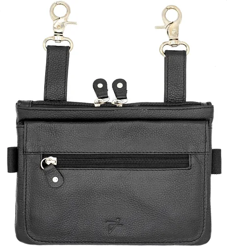 Riñonera de motociclista de cuero real para hombre, bolsa de cintura de piel con lazo para la cintura, se convierte en bolso cruzado, con trabillas