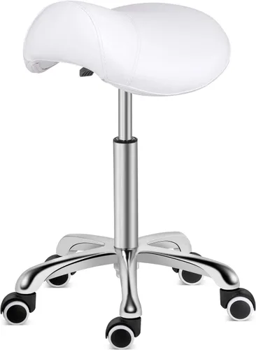 Miniatura 16 de Kaleurrier Taburete con ruedas para sillas de escritorio giratorias de cocina de salón Asiento de sillín; capacidad de peso de 350 libras; altura