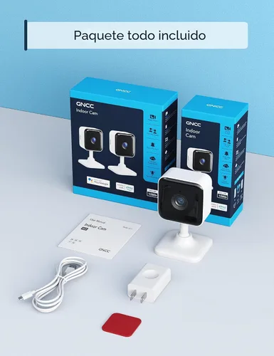 Miniatura 7 de GNCC Cámara de seguridad para interiores 2K con detección de movimiento, cámaras para seguridad del hogar con sirena de audio de 2 vías, visión