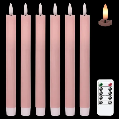 Miniatura 15 de GenSwin Velas cónicas blancas sin llama parpadeantes con control remoto de 10 teclas, funciona con pilas, velas LED cálidas con mecha 3D
