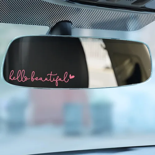 Miniatura 8 de 3 x Adhesivo para Espejo Retrovisor "Hello Beautiful", Adhesivos para Espejo de Tocador, Adhesivo de Vinilo para Espejo Retrovisor, Regalos de Rosa