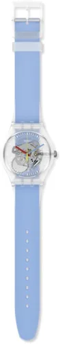 Miniatura 2 de Swatch Reloj unisex con rayas azul claro (Modelo SUOK156), Azul, Moderno