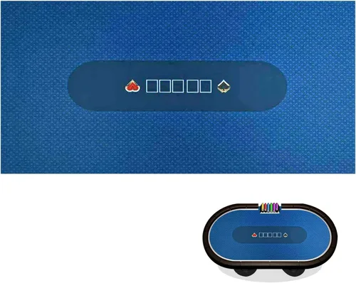 Texas Hold'em - Mantel profesional de 108 x 56 pulgadas para 10 jugadores de póquer y juego, 100% fieltro de tela duradera, a prueba de polvo e Azul