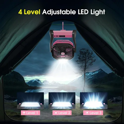 Miniatura 5 de Ventilador recargable portátil, 20000 mAh, inalámbrico, alimentado por batería, ventiladores de tienda de campaña con linterna SOS y LED, pequeños