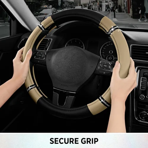 Miniatura 5 de Road Comfort - Funda de cuero antideslizante para volante de automóvil, ajuste universal para automóviles, camiones y SUV de 14.5 a 15 pulgadas