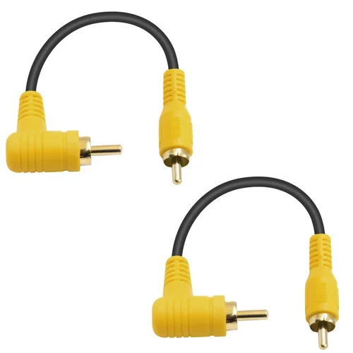 Miniatura 9 de Duttek Cable RCA de ángulo recto de 5 pies/4.9 ft, estéreo de 90 grados macho a macho con puerto chapado en oro 4K para amplificadores, cine