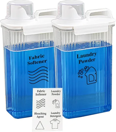 Miniatura 7 de [Paquete de 2] Dispensador de detergente para ropa para organización y almacenamiento de lavandería, dispensador de jabón para lavandería de 37