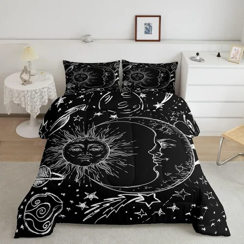 Miniatura 51 de Feelyou Juego de edredón de perezoso lindo juego de ropa de cama para niños y niñas, juego de edredón de mariposa de galaxia, hojas botánicas