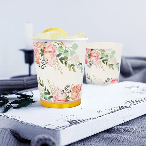 Miniatura 8 de Boosolo Suministros florales para fiestas, juegos de platos de papel y servilletas para 24 invitados, incluye platos de papel desechables florales