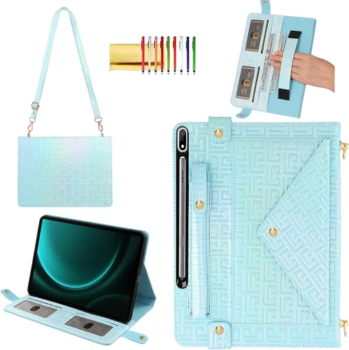 Miniatura 61 de Bolso Funda para Samsung Galaxy Tab S10 FE/S9 FE 10.9"/S9/S8/S7 11", Techcircle Folio con Soporte Cruzado, Billetera con Ranura para Lápiz S Pen