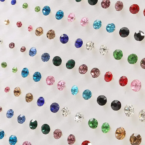 Miniatura 5 de Juego de 100 pareslote de aretes de cristal geométricos de flores de frutas coloridas para mujeres y niñas, aretes de plástico, regalos de joyería