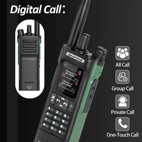 Miniatura 5 de Radio de Mano BAOFENG DM32 DMR Radio Portátil Recargable Walkie Talkies de Largo Alcance DM32UV 5RM Radio de Dos Vías NOAA Radio del Clima