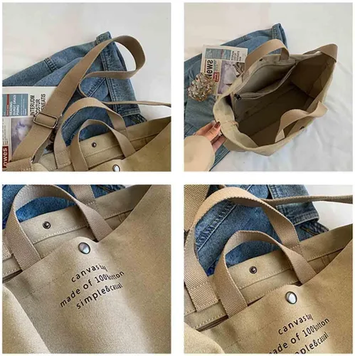 Miniatura 6 de Bolso de mano de lona grande para mujer, bolso de trabajo para hombro, bolso cruzado con asa superior, estilo vintage, estilo grunge, hobo