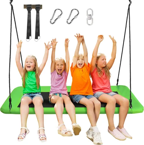 Costzon Columpio rectangular gigante de 60 pulgadas para niños y adultos, resistente al desgaste para interiores y exteriores, con marco de acero