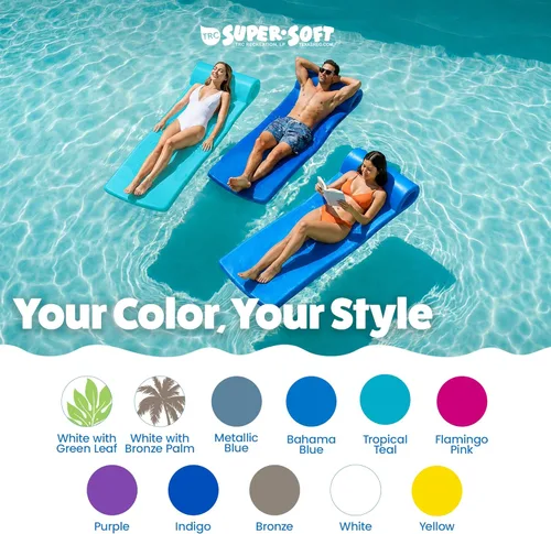 Miniatura 5 de TRC Recreation Sunsation 1.75" Thick Foam Pool Float Lounger w/ Headrest for Lounging & Sunbathing in Swimming Pools, Beaches & Lakes, 70" x 26 Azul