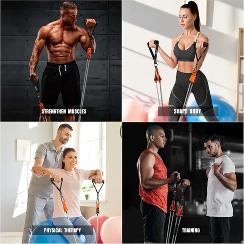 Miniatura 9 de Resistance Bands with Handles, 175lb Exercise Bands for Working Out, Fitness Bands, Workout Bands with Door Anchor and Ankle Straps, Physical