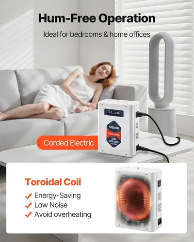 Miniatura 6 de VEVOR Convertidor de Voltaje Reductor, 2000VA, Convertidor de Energía de Voltaje de Servicio Pesado, Transformador de Energía de 220V a 110V, con 2