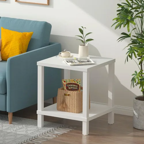 Miniatura 9 de MMEOLUOOK Mesa Auxiliar Grande Mesa Lateral Cuadrada Mesa de Sofá Moderna Mesa de Centro Industrial de 20 Pulgadas Mesita de Noche con Estante