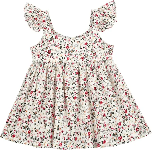 Miniatura 2 de Ropa de bebé para niñas, 3 piezas, tops florales, vestidos, pantalones cortos, diadema