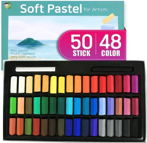 HA SHI Pasteles de tiza suave, 48 colores con 2 piezas adicionales, suministros de arte no tóxicos, medios de dibujo para artistas pastel para