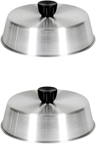Miniatura 6 de TrueCraftware - Juego de 2 cubiertas de aluminio para parrilla de 10 pulgadas con perilla de plástico negro, cubierta redonda de queso