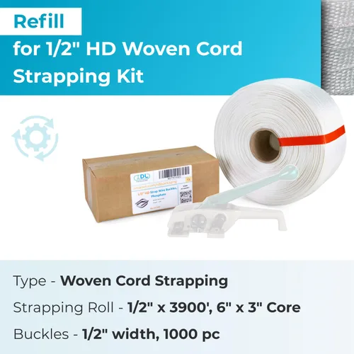 Miniatura 2 de IDL Packaging Recarga para kits de flejado de cable tejido de 1/2 pulgada para flejado de embalaje – Rollo de flejado de cable tejido de 1/2 pulgada