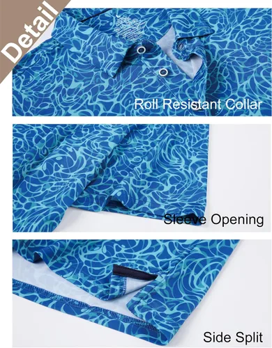 Miniatura 3 de Esabel.C Camisas de golf para hombre, ajuste seco, manga corta, estampado de manga corta, absorbe la humedad