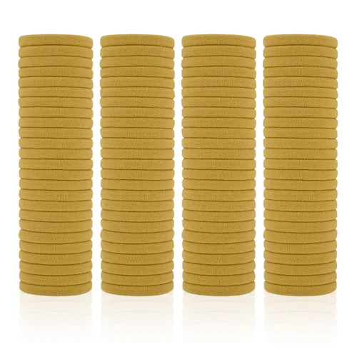 Miniatura 15 de Paquete de 100 ligas para el cabello sin costuras para mujeres y niñas, soportes para cola de caballo para cabello grueso (blanco)