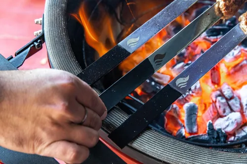 Miniatura 6 de India's BBQ - Juego de 5 pinchos para barbacoa de acero inoxidable de 1 pulgada de ancho, juego de 5 palitos planos de alta resistencia para asar