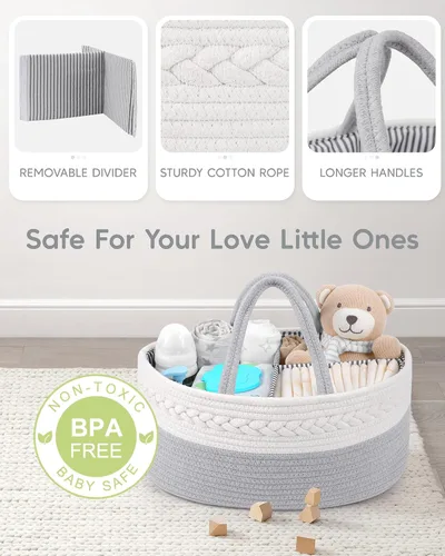 Miniatura 3 de Maliton Organizador de Pañales para Bebé Niño - Cuerda de Algodón para Cambiador, Almacenamiento de Guardería, Artículos Imprescindibles para Bebé