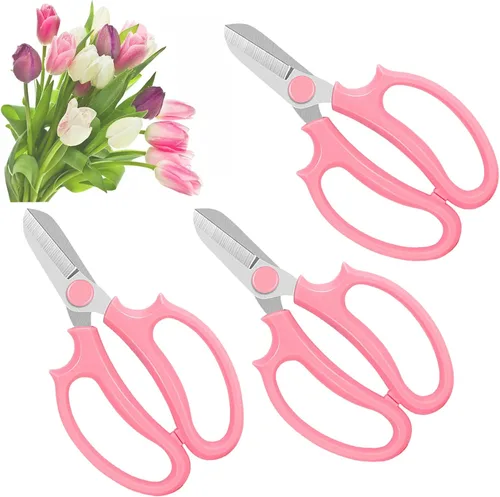 Miniatura 8 de 3 piezas de tijeras de jardín para flores, tijeras florales de podar, tijeras de flores de acero inoxidable con mangos de agarre cómodos, cortadoras