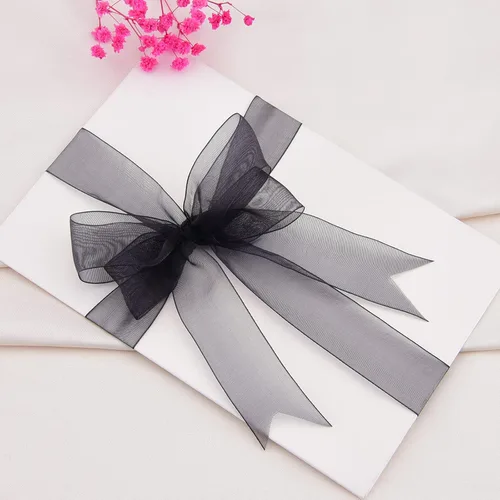 Miniatura 6 de Hapeper Cinta de gasa de organza transparente de 1 pulgada, 50 yardas/rollo (negro)