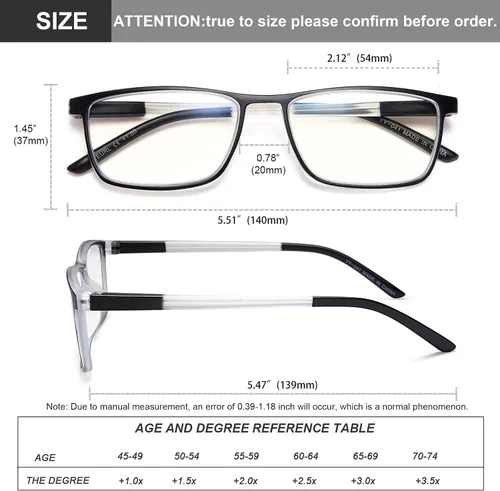 Miniatura 6 de EYEURL Paquete de 4 lentes de lectura para hombres y mujeres, lectores con bloqueo de luz azul con bisagras de resorte+1.25