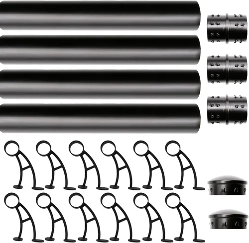 Miniatura 24 de Kit de riel de pie de montaje en barra sólida, tubo de acero inoxidable negro mate con conector interno, soporte de riel de pie de montaje en barra