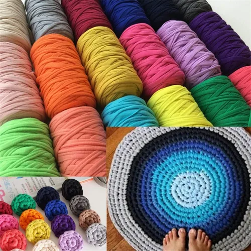 Miniatura 4 de 1 Uds. 8.82 oz 8.1 oz Soild Color Fancy Hilos DIY Bolsa Bolso Alfombra Cojín Algodón Tela Camiseta Hilo Tejer Hilo de Crochet Cesta de Cueva