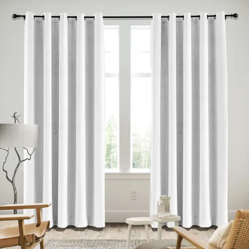 cololeaf Panel de cortina de terciopelo con ojales, protege la privacidad, cortinas de terciopelo para dormitorio, sala de estar, color blanco roto,