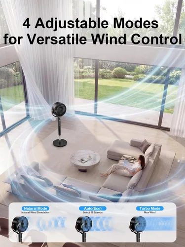 Miniatura 8 de Uthfy Ventilador de torre para dormitorio, ventilador silencioso de piso sin aspas de 41 pulgadas, ventilador de pie oscilante de 90°