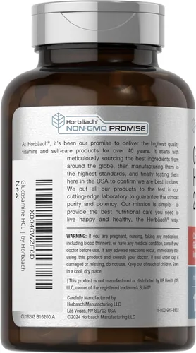 Miniatura 3 de Horbäach Glucosamina HCL con ácido hialurónico 2000 mg 120 comprimidos recubiertos Suplemento sin OMG y sin gluten