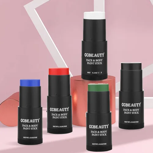 Miniatura 8 de CCbeauty Barra de pintura facial verde bruja, kit de pintura facial, base de maquillaje SFX crema verde oscuro, pintura corporal profesional