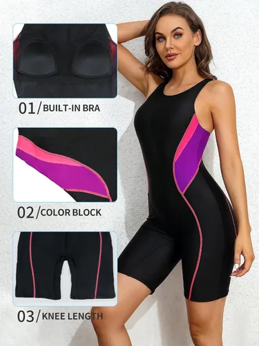 Miniatura 5 de ATTRACO Trajes de baño atléticos de una pieza para mujer, trajes de baño Boyleg con espalda cruzada