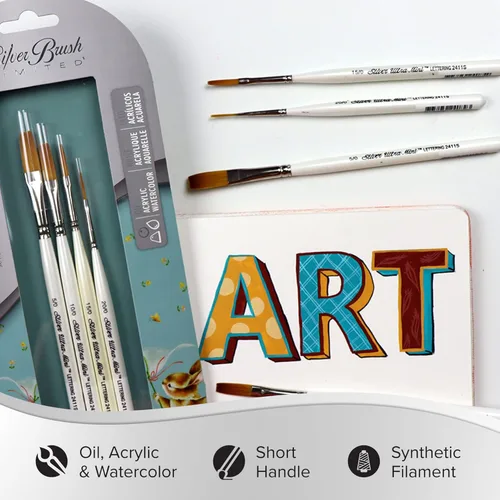 Miniatura 4 de Silver Brush UMS-2450S Ultra Mini - Juego de pinceles de mango corto, 4 por paquete Conjunto de letras
