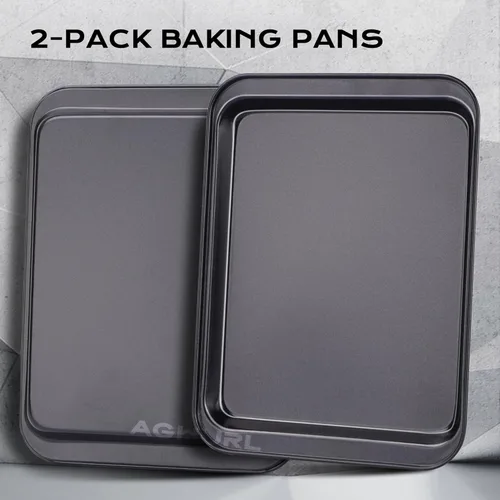Miniatura 5 de Bandeja pequeña para galletas, bandejas para hornear, bandeja antiadherente de acero al carbono, juego de utensilios para hornear, 9.45 x 7.09