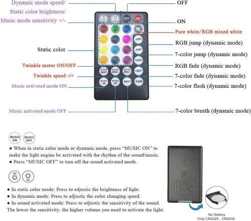 Miniatura 4 de AKEPO Luces de fibra óptica de doble cabezal de 20 W, RGBW, parpadeo+APP+fibra óptica activada por sonido, kit de luz de techo de estrella total