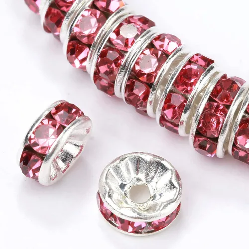 Miniatura 7 de Weebee 100 cuentas espaciadoras Rondelle, cuentas de cristal chapadas en plata, con diamantes de imitación checos, cuentas sueltas para hacer joyas