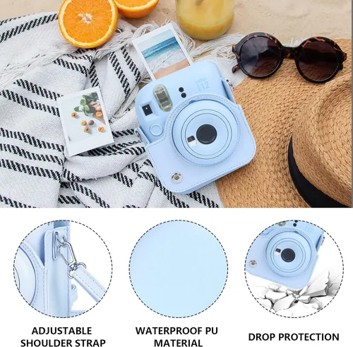 Miniatura 3 de CAIYOULE Funda para cámara para Fujifilm Instax Mini 12 cámara de película instantánea, bolsa cruzada protectora de cuero para cámara Fuji Mini 12