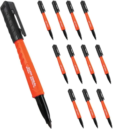 Klein Tools 8610112 Skribes Marcadores Permanentes de Punta Fina, Tinta de Grado Profesional, Marcador Multisuperficie para Sitios de Trabajo para