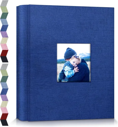 Miniatura 12 de Álbum de fotos popotop 4x6 - 100 fotos, libros de fotos con 100 bolsillos verticales, álbumes con cubierta de lino para fotos familiares, de boda