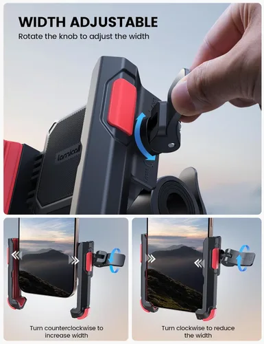 Miniatura 4 de Lamicall Soporte de teléfono para motocicleta y bicicleta - [No bloquea la cámara] [Bloqueo de 1s] Abrazadera soporte de teléfono celular para Rojo