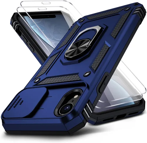 Miniatura 15 de Funda para iPhone XR, Funda para Teléfono iPhone XR con 2X Protectores de Pantalla HD + Cubierta Deslizante para Cámara, [Grado Militar] Funda